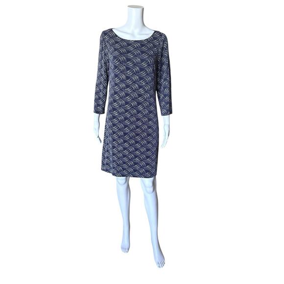 JH EVENINGS Womens Size 14 Blue White Silver Glitter Long Sleeve Shift Dress - Picture 1 of 8